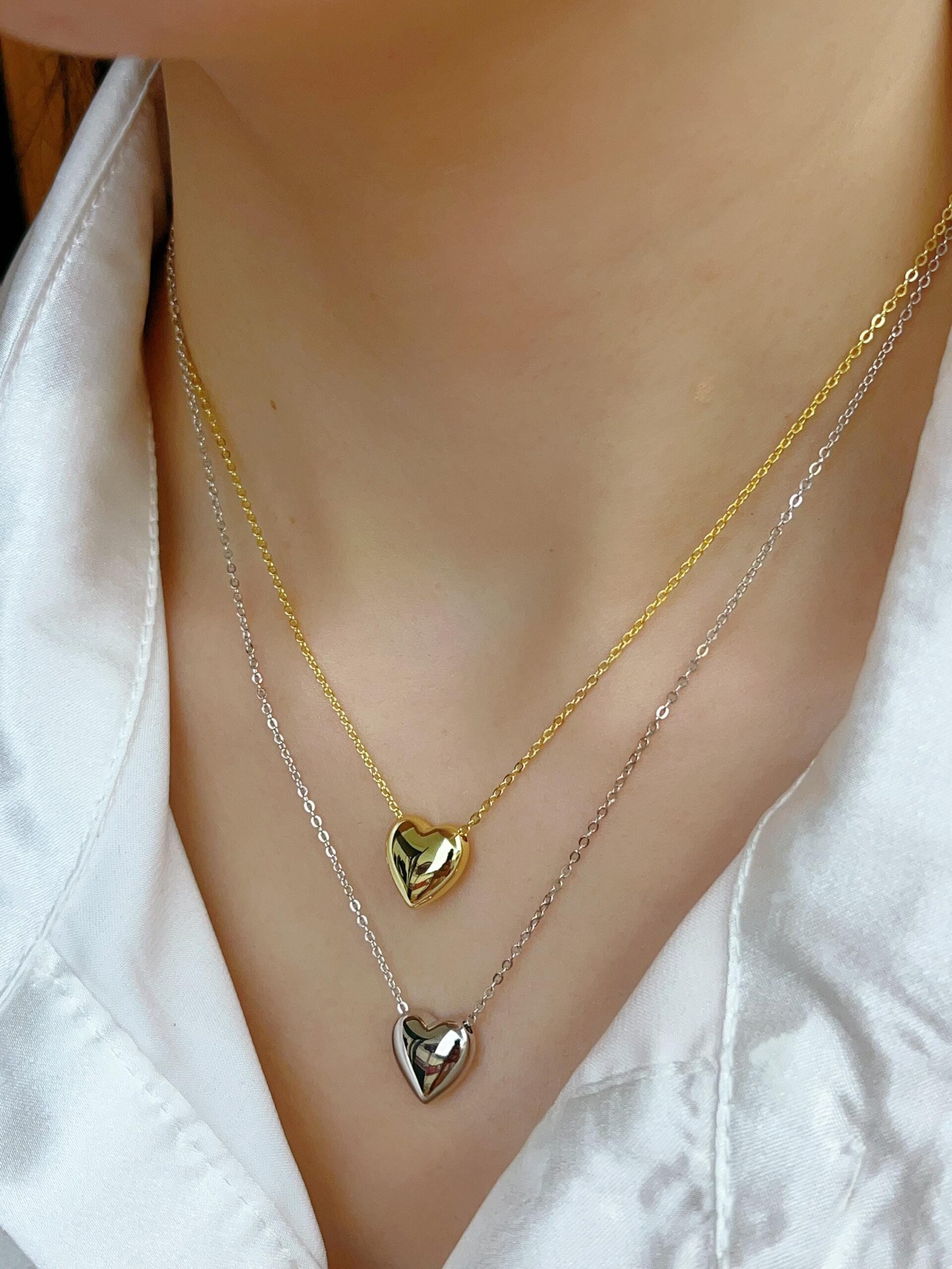Stainless Steel Heart Shape Necklace |  Love Heart Pendant Necklace | Girls & Women Fashion - Image 4