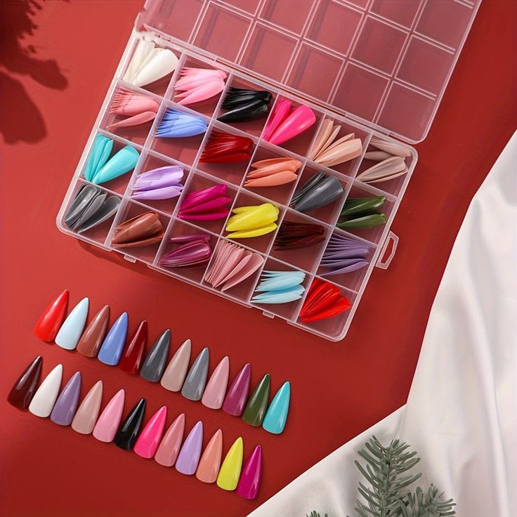 Reusable Fake Nails with Box – Beautiful Variety of Colors | Best Fake Nails For Girls Without Glue ( Random Color Nails)