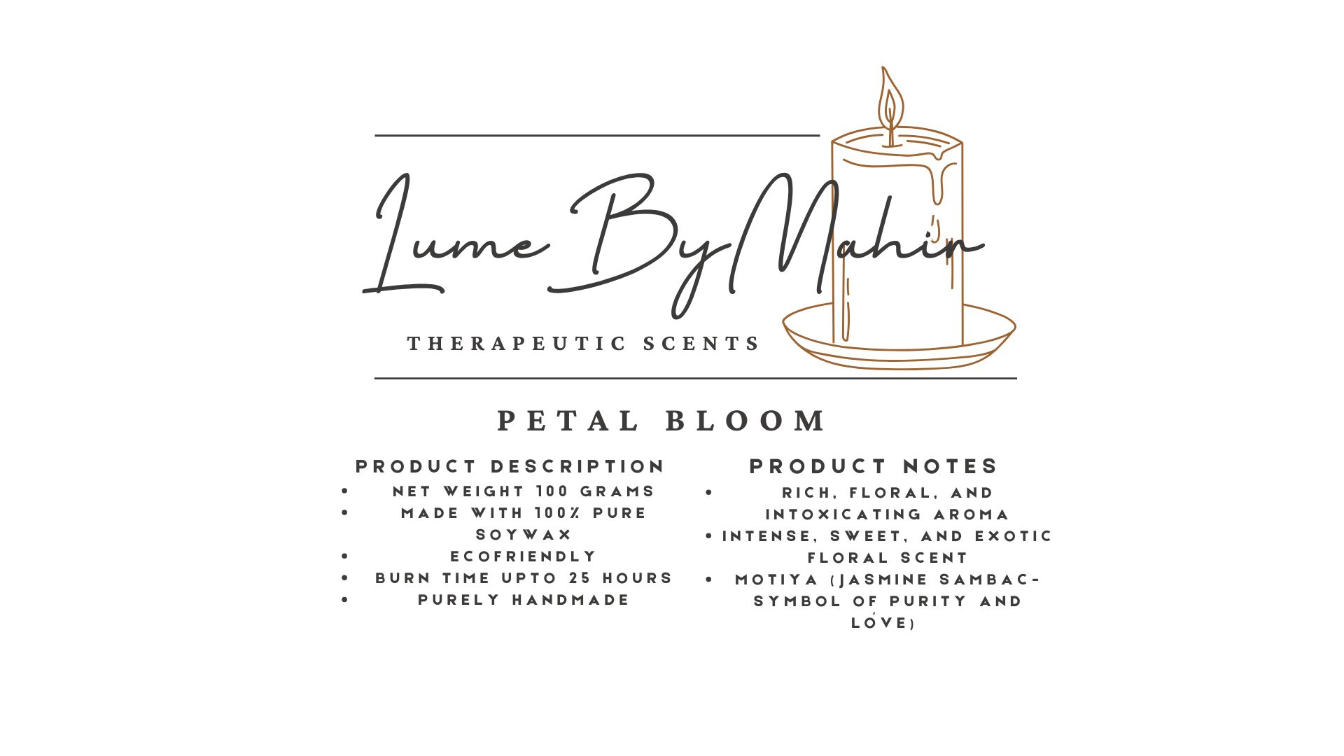Petal Bloom Candle | Where Every Flame Blooms Like a Midnight Garden – Handmade Jasmine Sambac Soy Wax Candle - 100 gram - Image 2