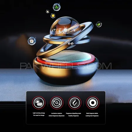 Solar Car Air Freshener Rotating Double-Ring For Car Dashboard, Aesthetic Car Decor | Best Quality ( Random Color ) - Image 6