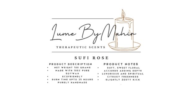 Sufi Rose Candle - A Divine Bloom of Spirituality and Love – Handmade Floral & Citrusy Soy Wax Candle - 100 gram - Image 2