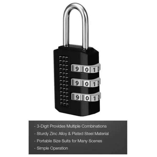 3 Digit Combination Padlock for locker Luggage suitcase Travel bag (Random color) - Image 3