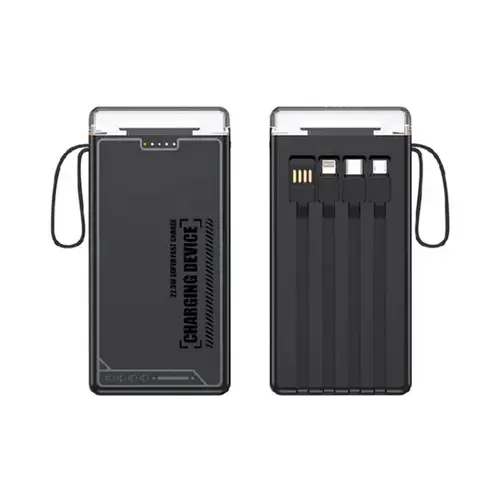 Qtech Q115 Power Bank 10000mAh With Torch Light And Attached Cables (Random Color) - Image 2