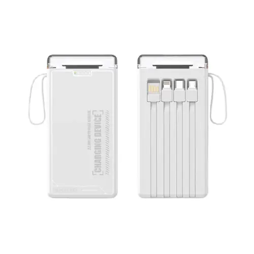 Qtech Q115 Power Bank 10000mAh With Torch Light And Attached Cables (Random Color) - Image 3