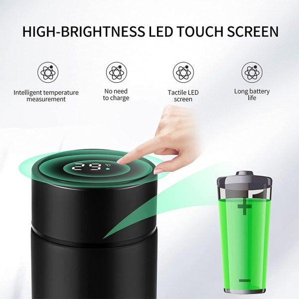 Temperature Display Vacuum Insulated Water Bottle Thermo Flask Made of Premium Stainless Steel Coffee Cup (Random Color) - Image 2