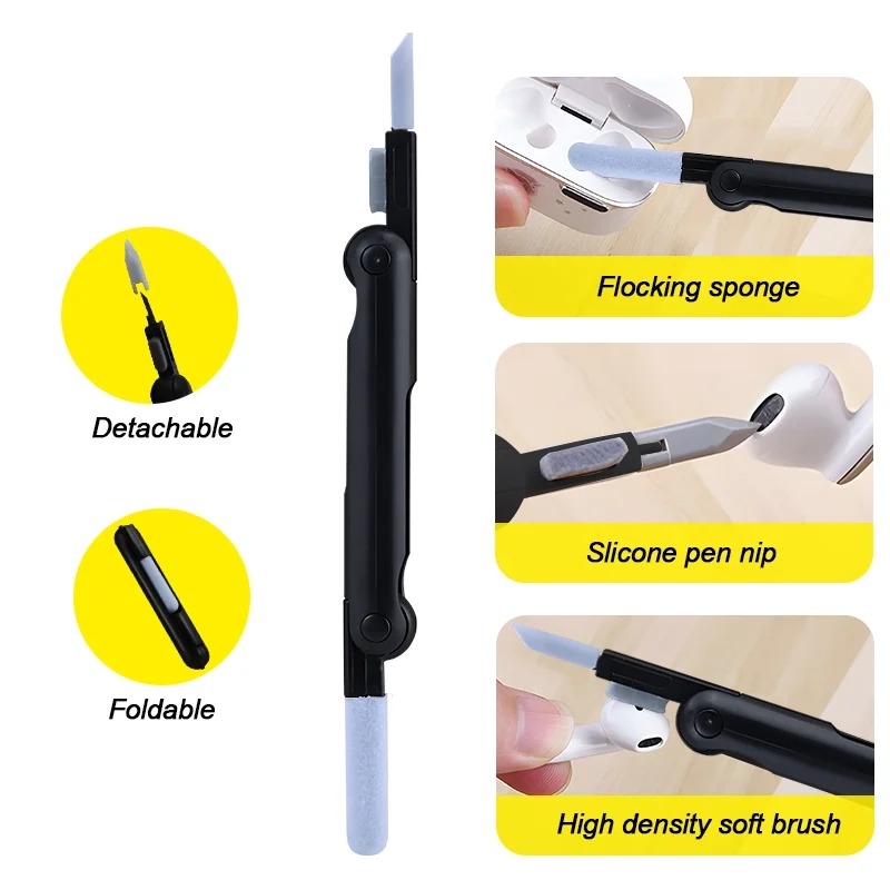 7 In 1 Kit Scalable Keyboard Cleaner Brush Earphone Cleaning Pen Cleaner Multifunction cleaning brush (random colors) - Image 12