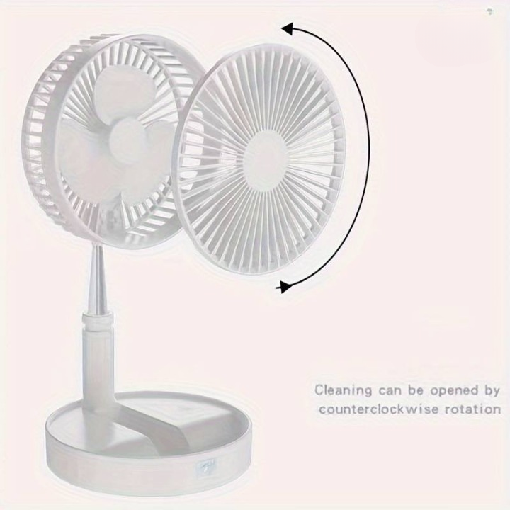 Long Stand Rechargeable Portable Folding Fan | Extendable Floor & Desktop Fan: Silent, Powerful, Portable (Random color) - Image 22