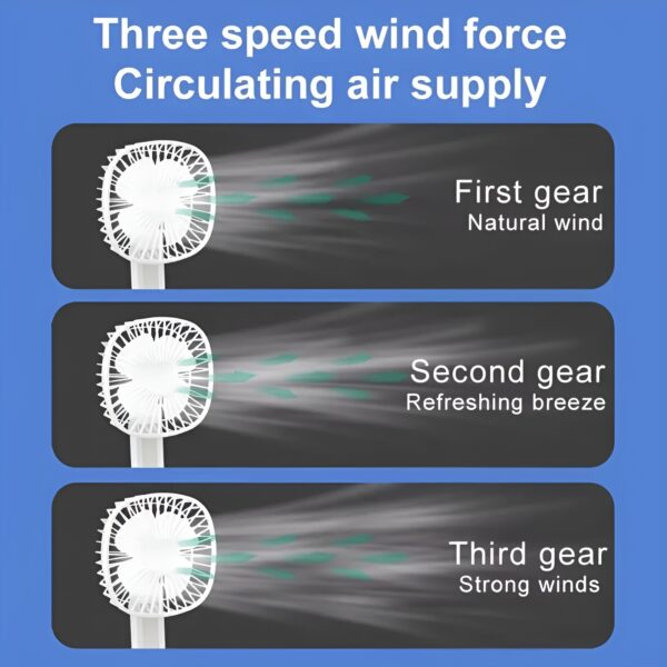 Mini USB Rechargeable Fan Desktop Foldable with Led Light | 3 Speed Adjustable For Household Bedroom For Office Home Cooling (Random colors) - Image 3