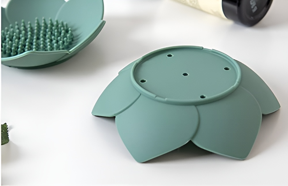 Silicone Lotus Soap Tray | Petal Flower Shape Bathroom Bar Soap Holder (Random color) - Image 4
