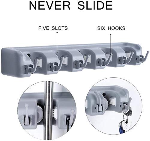 Mop And Broom Holder Wall Mount | Organizer For Home Garden Garage And Storage (Random color) - Image 6