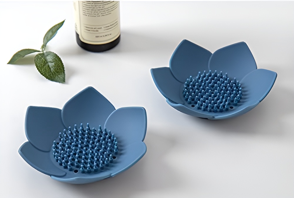 Silicone Lotus Soap Tray | Petal Flower Shape Bathroom Bar Soap Holder (Random color) - Image 3