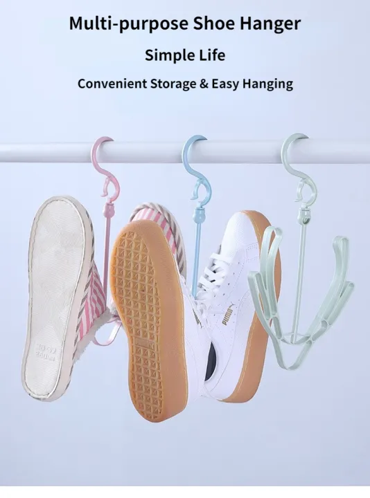 Shoe drying stand | Hanging Racks for Balcony, Cabinet, Cup Board | Hook Racks Organizer (Pink) - Image 18