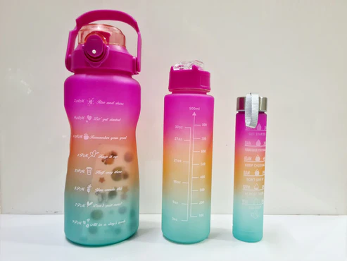Three-piece Motivational Sports Water Bottles Set (2000ml, 850ml, 350ml)(Random Color) - Image 11