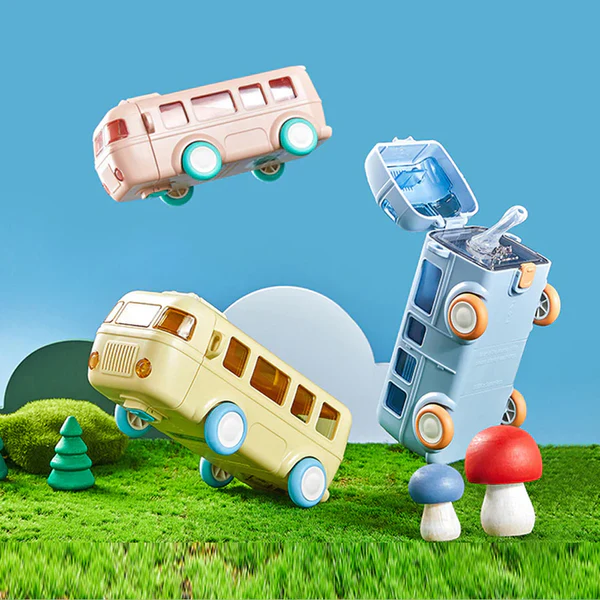 Bus Shape School Water Bottle with Strap 500 ML (Random Color) - Image 7