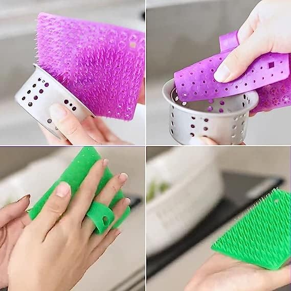 Multifunctional Soft Silicone Brush | Multipurpose vegetable peeler | Home Cleaning Brush | fruit and vegetable cleaning brush (pack of 2) (Random color) - Image 11
