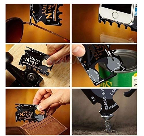 Ninja Wallet 18 in 1 Multifunction Survival Tool Outdoor Screwdriver, Bottle Opener, cell phone stand Stainless Steel (random color) - Image 4
