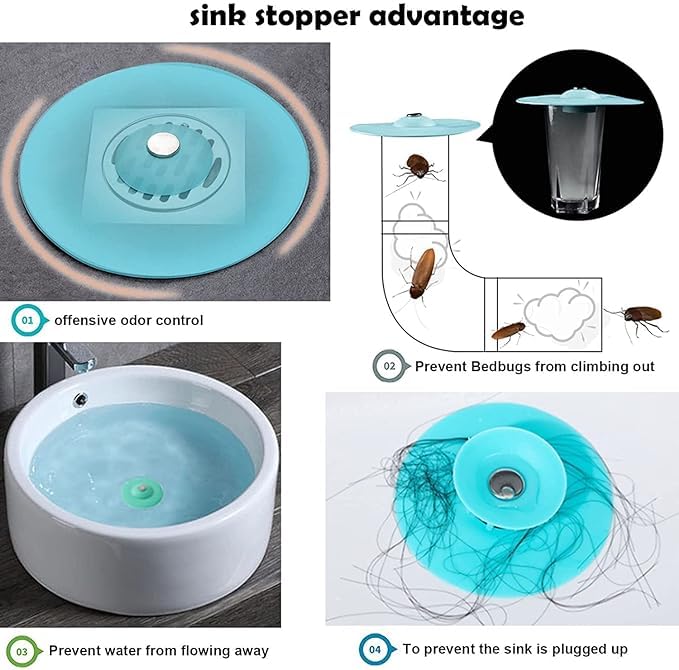 Silicone Sink Hair Strainer Floor Drain Bathroom Kitchen Stopper Sink Strainer Basin Water Stopper  (random color) - Image 6