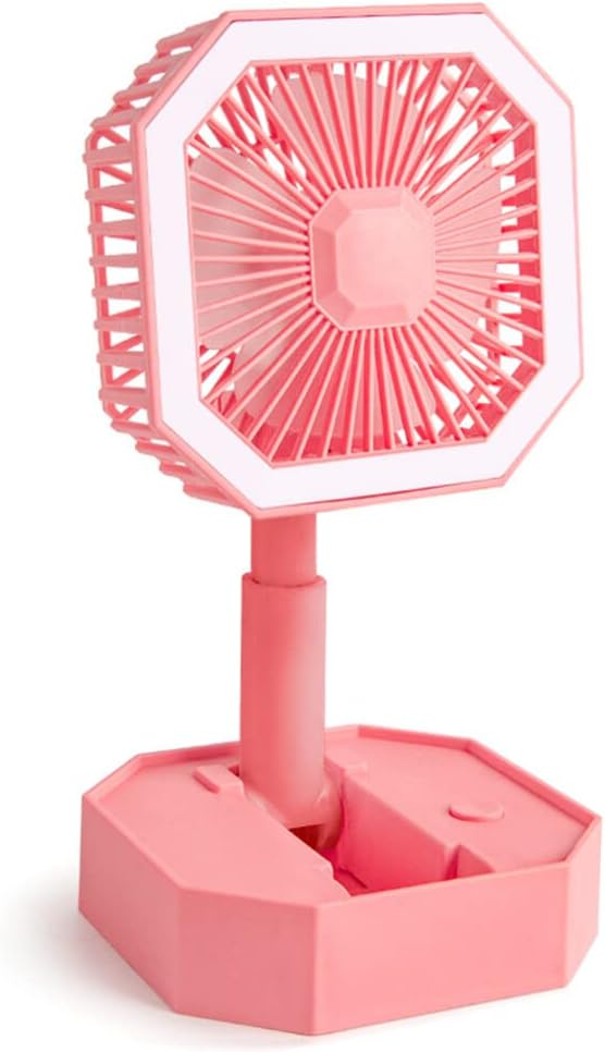 Portable Folding Fan | Desktop Fan Retractable Adjustable Table Cooling Plastic Fan | Summer Outdoor Indoor Work Personal with Night Light (Random Colors) - Image 3