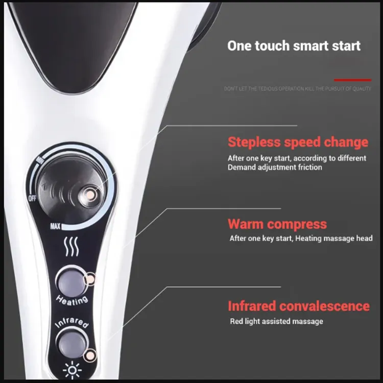 Double Head Full Body Massager Machine Variable Speed Far Infrared |  Electric Facial Deep Tissue Fitness Massage Stick – Head Neck Waist Leg Muscles Pain Relief Massage Hammer – Handheld Deep Tissue massager - Image 4