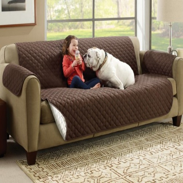 (double SofaR COVER) EVERSIBLE WASHABLE COUCH Sofa COAT COVER - Brown - Image 6