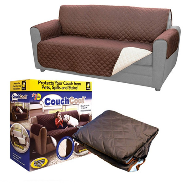 (double SofaR COVER) EVERSIBLE WASHABLE COUCH Sofa COAT COVER - Brown - Image 5