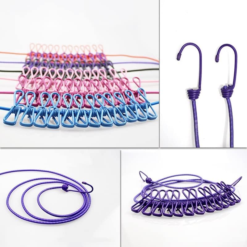 Clip & Hang 185CM Portable Clothesline With (12) Clip - Elastic, Windproof & Eco-Friendly for Travel & Home Use (Random Colors)) - Image 2