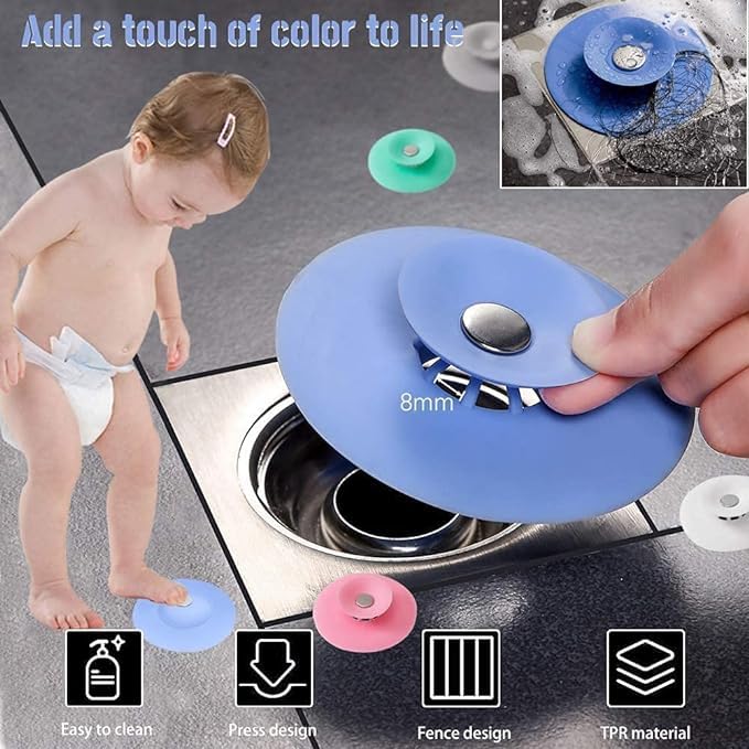 Silicone Sink Hair Strainer Floor Drain Bathroom Kitchen Stopper Sink Strainer Basin Water Stopper  (random color) - Image 8