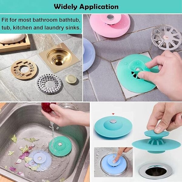 Silicone Sink Hair Strainer Floor Drain Bathroom Kitchen Stopper Sink Strainer Basin Water Stopper  (random color) - Image 4