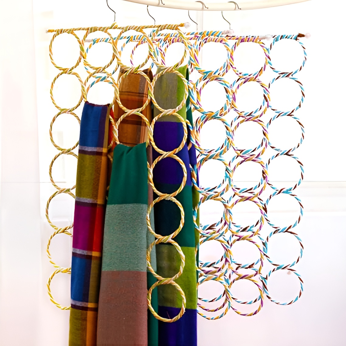 Multipurpose Scarf Hanger / Organizer Holder with 28 Holes Ideal for Hanging ties, mufflers, belts, Dupatta (Random color) - Image 5