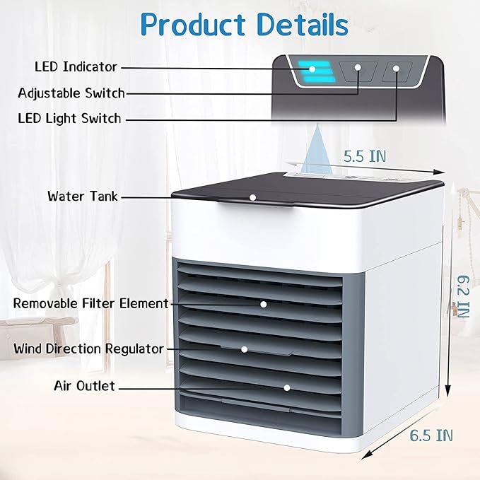 Air Ultra Portable Home Air Cooler | Portable Personal Air Conditioner, Mini USB 3 in 1 Air Cooler - Image 7