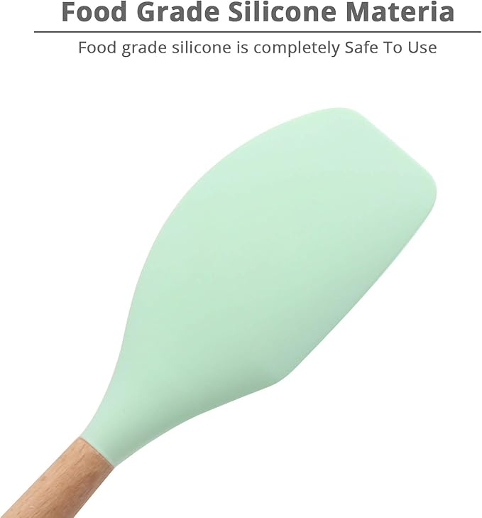 Wooden Handle Silicone Spatula Scraper Soup Spoon Brush Egg Beater Non-Stick Kitchen Utensil (Random color) - Image 6