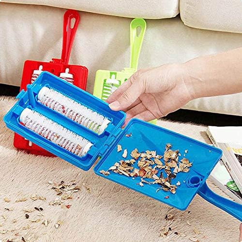 Handheld Carpet Table Crumb Sweeper Plastic Dual Brush Cleaner Collector Roller (random color) - Image 6