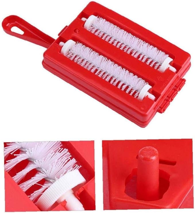 Handheld Carpet Table Crumb Sweeper Plastic Dual Brush Cleaner Collector Roller (random color) - Image 4