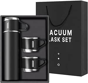 H-409 Vacuum Flask Gift Set with 3 Stainless Steel Cups Combo - 500ml - Keeps HOT/Cold (Random Color) - Image 5