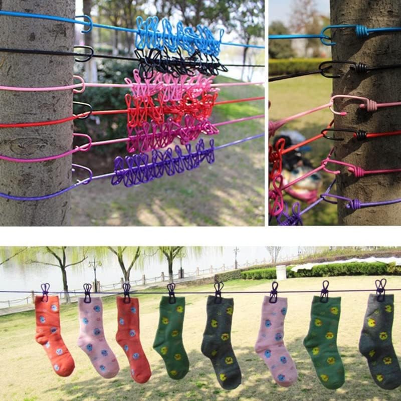 Clip & Hang 185CM Portable Clothesline With (12) Clip - Elastic, Windproof & Eco-Friendly for Travel & Home Use (Random Colors)) - Image 4