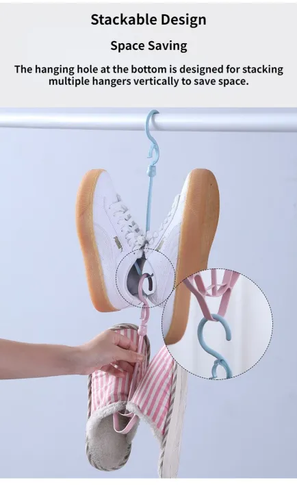 Shoe drying stand | Hanging Racks for Balcony, Cabinet, Cup Board | Hook Racks Organizer (Pink) - Image 17
