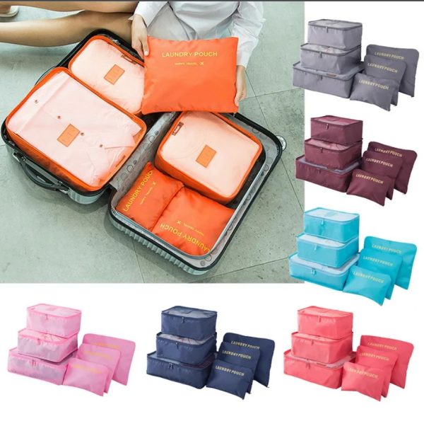 Travel Combo Deal - 6 PCs Travel Clothes Storage Bag Pouch | Inflatable Air Pillow Cushion | Portable Toothbrush Holder Case ( Random Color ) - Image 4