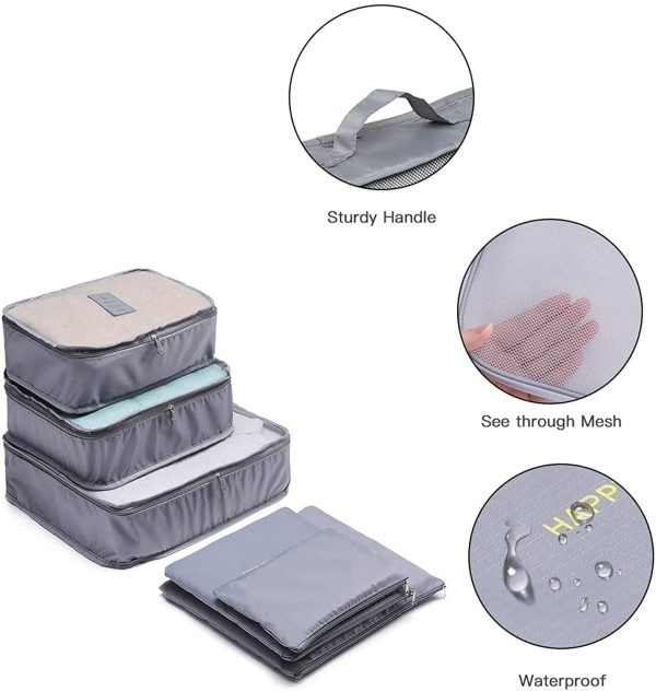 Travel Combo Deal - 6 PCs Travel Clothes Storage Bag Pouch | Inflatable Air Pillow Cushion | Portable Toothbrush Holder Case ( Random Color ) - Image 3