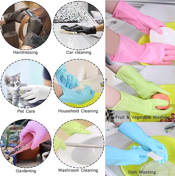 Dishwashing Rubber Gloves Non-Slip Household Laundry Kitchen Cleaning Gloves - Pair (Random color) - Image 7