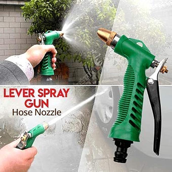 Water Lever Spray Gun - Plastic Trigger and Brass Nozzle High Pressure Water Spray Gun for Car/Bike/Plants - Gardening Washing Gun