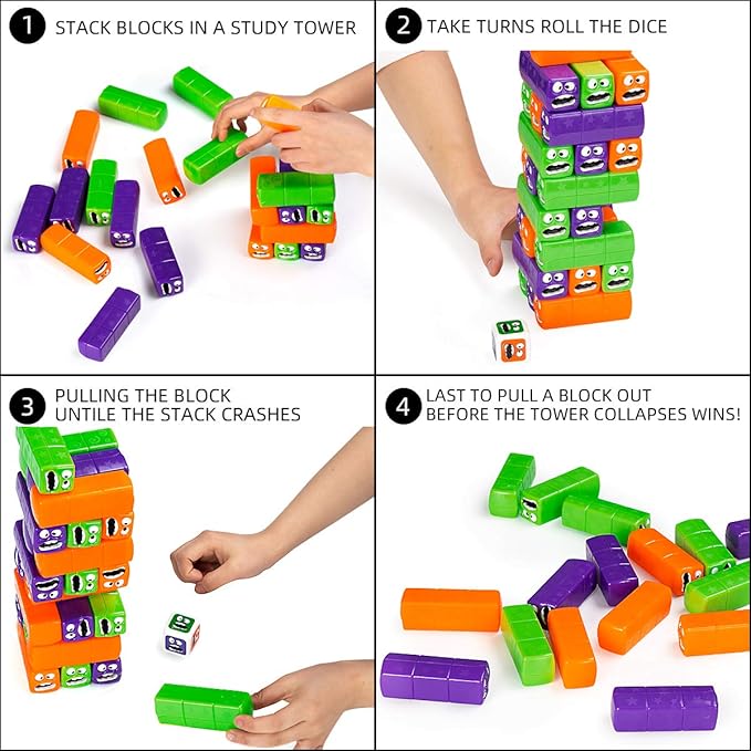 Wobbly Worms Tower Balancing Game | Tower Tumbling Stacking Board Games Building Blocks - Image 7