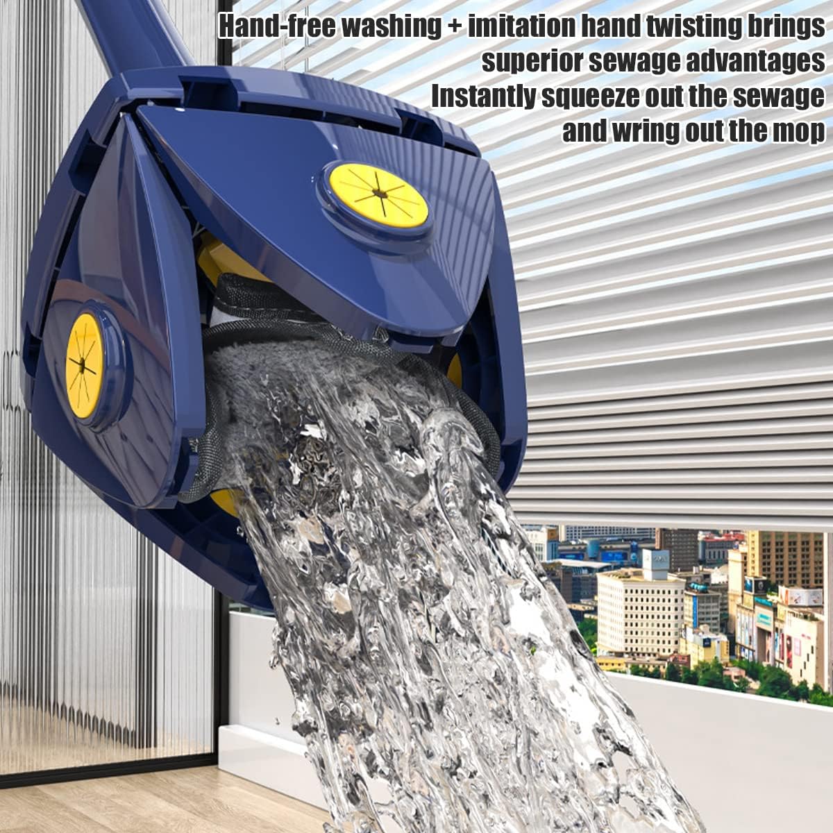 Cleaning Mop 360° Rotatable Adjustable Corner Mop  Self Squeezing Wringing Mop Multifunctiona Rotating Mop for Floor Wall Window - Image 6