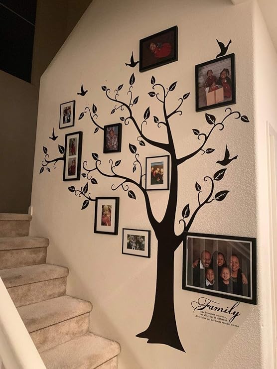Large 200x250 Cm 79x99 in - Black 3D DIY Photo Tree PVC Wall Decals Adhesive Family Wall Stickers Mural Art Home Decor - Image 4