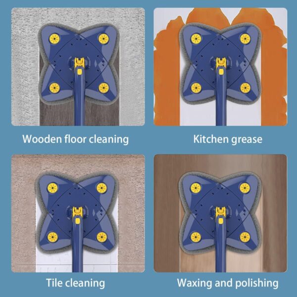 Cleaning Mop 360° Rotatable Adjustable Corner Mop  Self Squeezing Wringing Mop Multifunctiona Rotating Mop for Floor Wall Window - Image 5