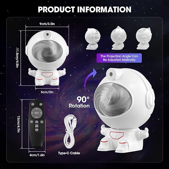 Astronaut Star Projector, Kids Night Light, Nebula Projector Light. Galaxy Bedroom Projector, - Image 6
