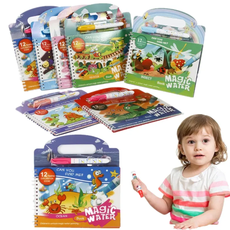 Magic Water Book 12 Twelve Exploration Scene | Creative Children Magical Drawing Books with Pen, Educational Book (Random Design books)