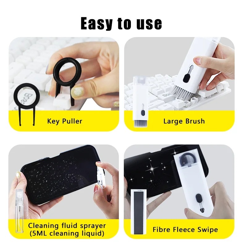 7 In 1 Kit Scalable Keyboard Cleaner Brush Earphone Cleaning Pen Cleaner Multifunction cleaning brush (random colors) - Image 26