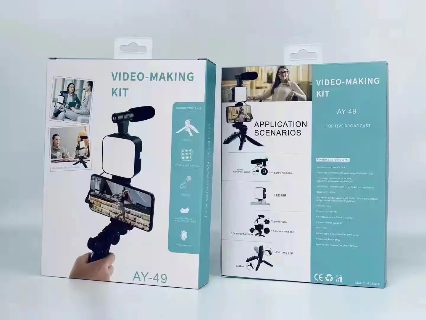 Ay-49 Video Making Kit Vlogging Tripod Triple Band Light - Image 3