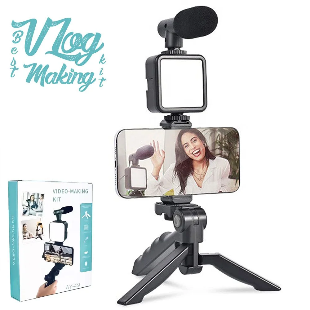Ay-49 Video Making Kit Vlogging Tripod Triple Band Light - Image 2