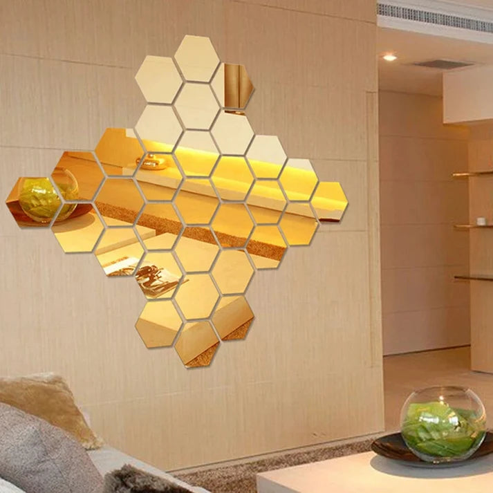 (pack of 12)  3d acrylic Hexagon Simple Mirror-Surface Geometric DIY Art Mural for Home Decoration Wall - Image 5